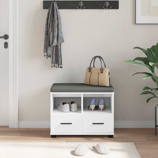 vidaXL Predsieňov&aacute; lavica s vank&uacute;&scaron;om so z&aacute;suvkou Biela 60 x 38 x 46 cm