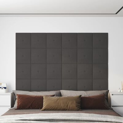 vidaXL Nástenné panely 12 ks tmavosivé 30x30 cm látkové 1,08 m²