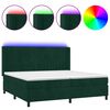 vidaXL Posteľn&yacute; r&aacute;m boxsping matrac a LED tmavozelen&yacute; 200x200 cm zamat