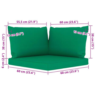 vidaXL 8-dielna záhradná sedacia súprava s podložkami zelená