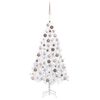 vidaXL Osvetlen&yacute; umel&yacute; vianočn&yacute; stromček s guľami, biely 120 cm, PVC