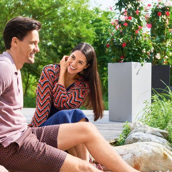 LECHUZA Kvetin&aacute;č CANTO Stone 40 High ALL-IN-ONE kamenn&yacute; siv&yacute;