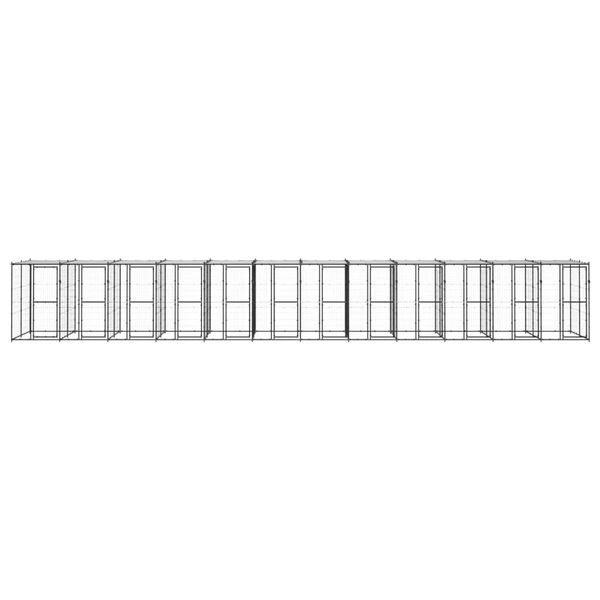 vidaXL Vonkaj&scaron;ia voli&eacute;ra pre psy so strechou oceľov&aacute; 29,04 m&sup2;