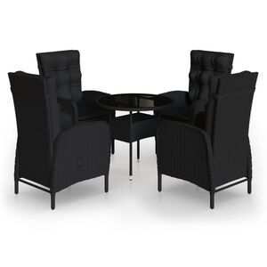 vidaXL 5-dielna z&aacute;hradn&aacute; bistro s&uacute;prava polyratan čierna