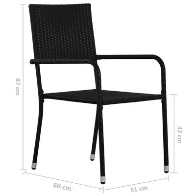 vidaXL Vonkajšie jedálenské stoličky 2 ks, čierne, polyratan