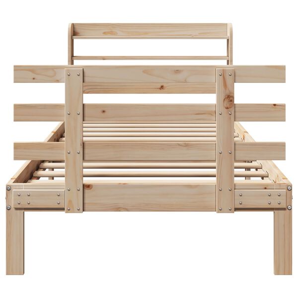 vidaXL Posteľn&yacute; r&aacute;m s čelom biely 75x190 cm borovicov&yacute; mas&iacute;v