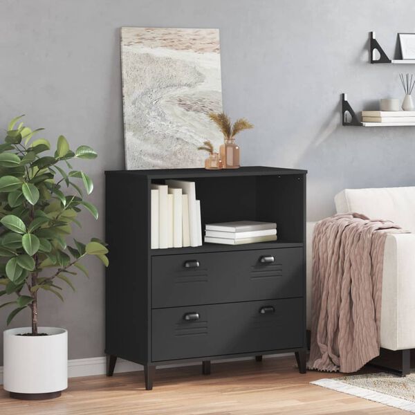 vidaXL Knižnica VIKEN, čierna 80x40x90 cm, kompozitné drevo