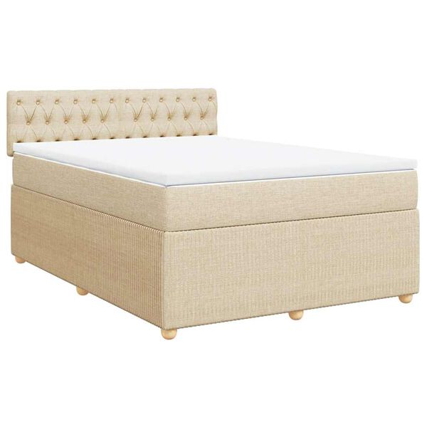 vidaXL Boxspring posteľ s matracom kr&eacute;mov&yacute; 140x190 cm l&aacute;tka