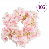 vidaXL Umelé kvetinové girlandy 6 ks svetloružová 180 cm
