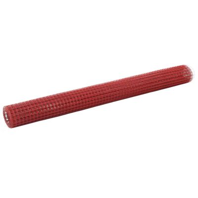 vidaXL Drôtené pletivo, oceľ potiahnutá PVC 25x1,5 m, červené