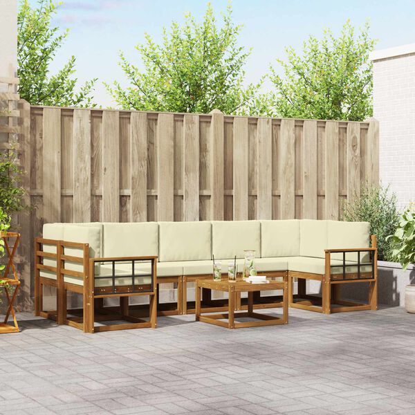 vidaXL Z&aacute;hradn&aacute; s&uacute;prava gaučov s vank&uacute;&scaron;om 8 pcs Pr&iacute;rodn&aacute; a kr&eacute;mov&aacute;