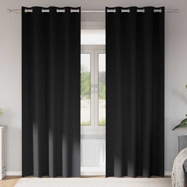vidaXL Z&aacute;clony na zatemnenie s kr&uacute;žkami 2 pcs Čierna 260 x 140 cm