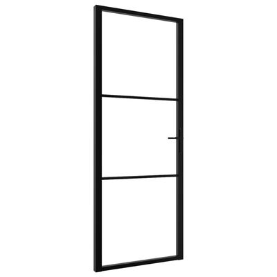 vidaXL Interiérové dvere, ESG sklo a hliník 76x201,5 cm, čierne