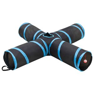vidaXL Mačac&iacute; tunel 4-cestn&yacute; čierno-modr&yacute; 132 cm polyester