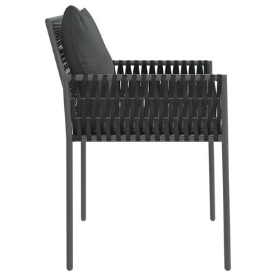 vidaXL Záhradné stoličky s vankúšmi 4 ks čierne 54x61x83 cm polyratan