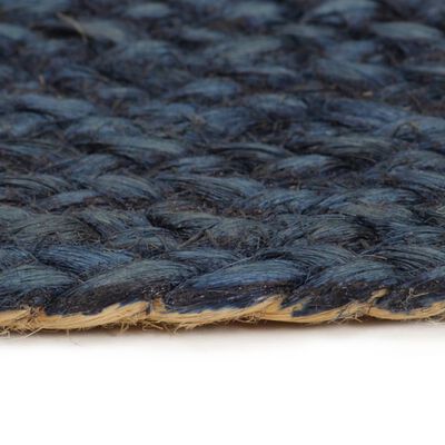 vidaXL Obojstranný pletený koberec tmavomodrý a prírodný juta 120 cm