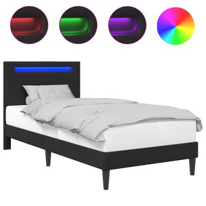 vidaXL R&aacute;m postele s LED p&aacute;sikmi Čierna 80 x 200 cm Umel&aacute; koža
