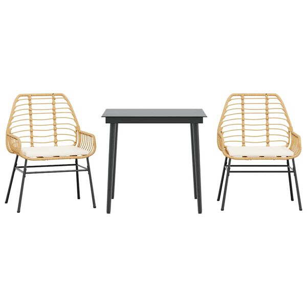 vidaXL 3-dielna z&aacute;hradn&aacute; jed&aacute;lensk&aacute; s&uacute;prava+podložky, hned&aacute;, polyratan