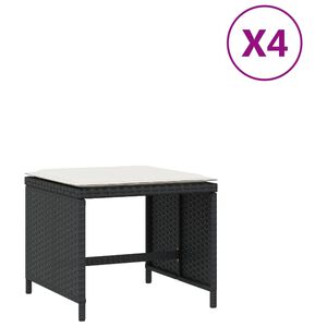 vidaXL Z&aacute;hradn&eacute; taburetky s podložkami 4ks čierne 40x40x35cm polyratan