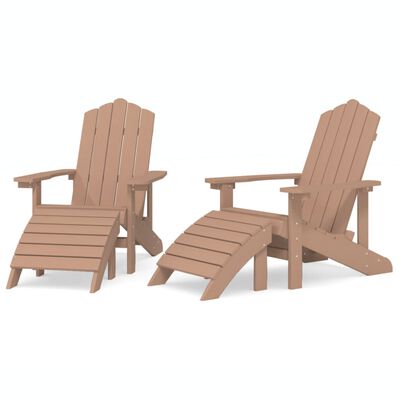 vidaXL Záhradné stoličky s podnožkami Adirondack 2 ks HDPE hnedé
