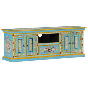 vidaXL TV skrinka modr&aacute; 110x30x40 cm mangovn&iacute;kov&yacute; mas&iacute;v