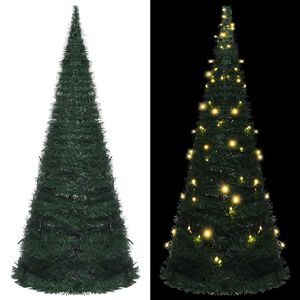 vidaXL Rozkladac&iacute; osvetlen&yacute; umel&yacute; vianočn&yacute; stromček, zelen&yacute; 150 cm