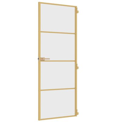 vidaXL Vnútorné dvere tenké zlaté 76x201,5 cm tvrdené sklo a hliník