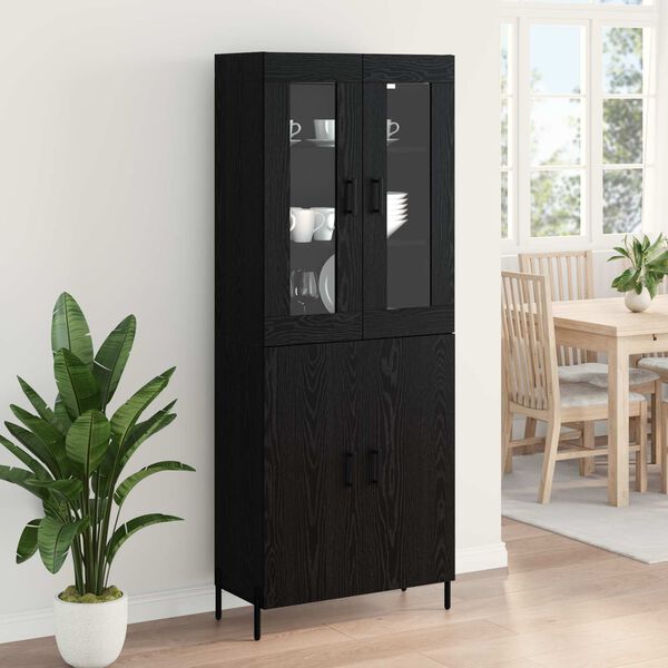 vidaXL Highboard Čierny dub 69,5 x 34 x 180 cm Kompozitn&eacute; drevo