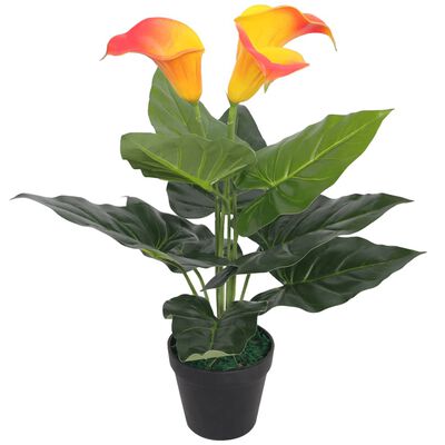 vidaXL Umelá rastlina, kala s kvetináčom 45 cm, červená a žltá