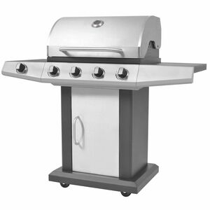 vidaXL Plynov&yacute; barbecue gril Strieborn&aacute; Ocotn&yacute; s kovovou hadicou