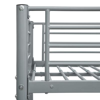 vidaXL Rám poschodovej postele sivý kovový 140x200/90x200 cm