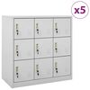 vidaXL Uzamykacie skrinky 5 ks bledosiv&eacute; a modr&eacute; 90x45x92,5 cm oceľov&eacute;