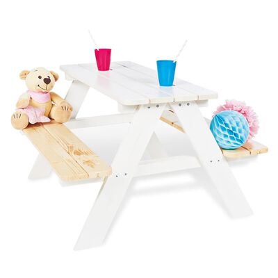Pinolino Detský piknikový stôl s lavicami Nicki für 4 drevený biely