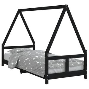 vidaXL R&aacute;m detskej postele čierny 80x200 cm mas&iacute;vna borovica