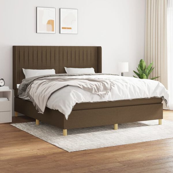 vidaXL Boxspring posteľ s matracom tmavohned&aacute; 180x200 cm l&aacute;tka