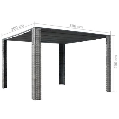 vidaXL Polyratanový altánok so strechou 300x300x200 cm sivo-antracitový