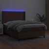 vidaXL Boxspring posteľ s matracom a LED hned&aacute; 140x200 cm umel&aacute; koža