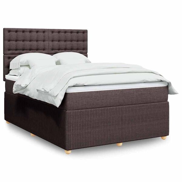 vidaXL Boxspring posteľ s matracom tmavohned&aacute; 140x190 cm l&aacute;tka