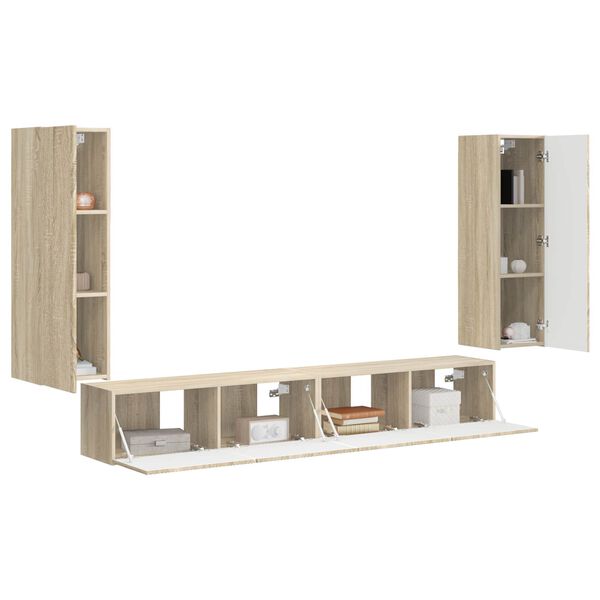 vidaXL Sada n&aacute;stenn&eacute;ho kabinetu na TV N&aacute;stenn&yacute; 4 pcs Sonoma dub