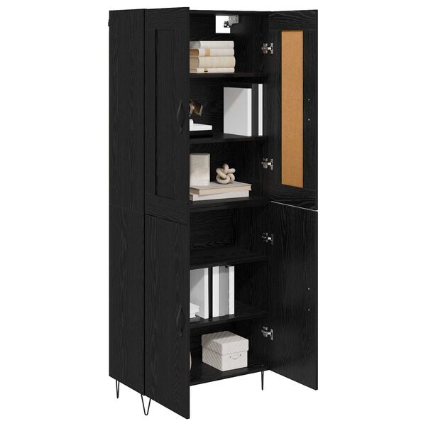 vidaXL Highboard Čierny dub 69,5 x 34 x 180 cm Kompozitn&eacute; drevo