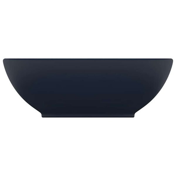 vidaXL Luxusn&eacute; ov&aacute;lne um&yacute;vadlo matn&eacute; tmavomodr&eacute; 40x33 cm keramick&eacute;