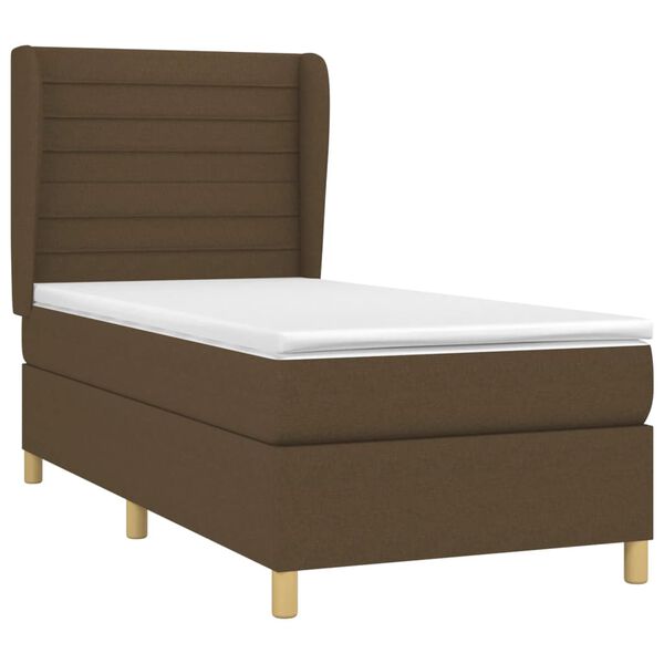 vidaXL Boxspring posteľ s matracom tmavohned&aacute; 90x190 cm l&aacute;tka