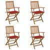 vidaXL Skladacie z&aacute;hradn&eacute; stoličky s podložkami 4 ks ak&aacute;ciov&yacute; mas&iacute;v