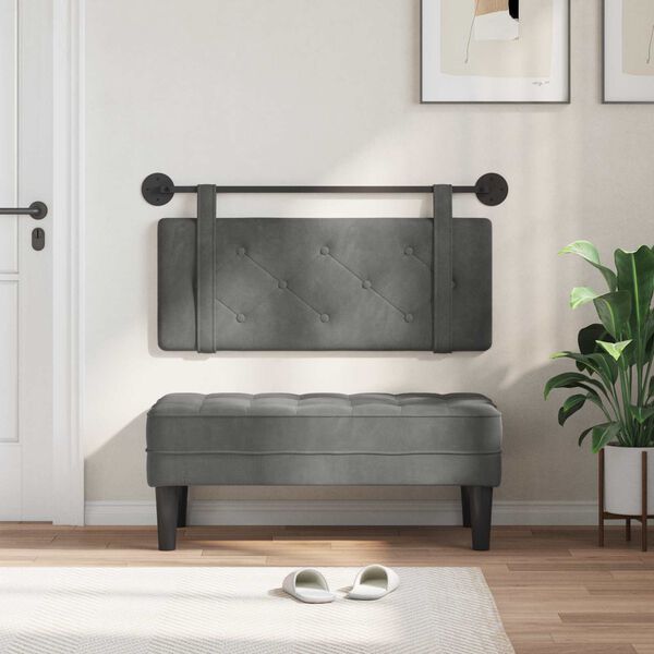 vidaXL Z&aacute;vesn&aacute; Čel&aacute; N&aacute;stenn&yacute; Tmavo &scaron;ed&aacute; 110 x 55 x 5 cm Zamat