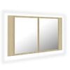 vidaXL LED k&uacute;peľňov&aacute; zrkadlov&aacute; skrinka dub sonoma 80x12x45 cm akryl