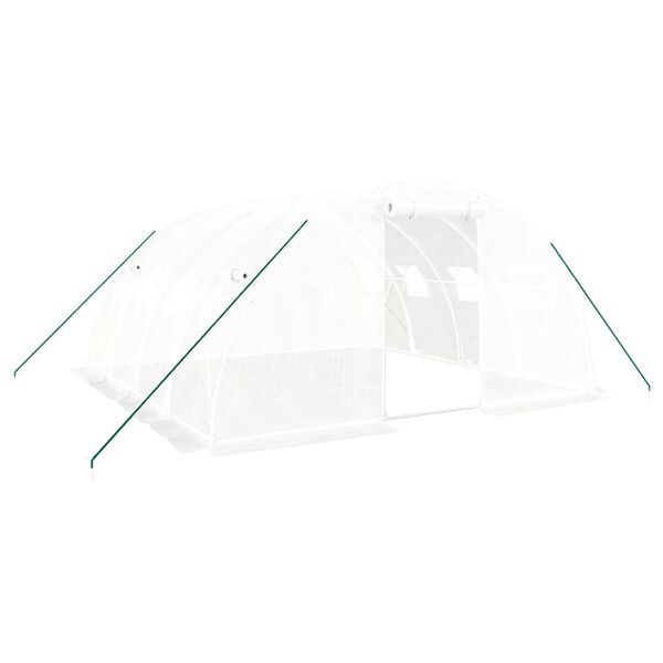 vidaXL Sklen&iacute;k s oceľov&yacute;m r&aacute;mom biely 16 m&sup2; 4x4x2 m