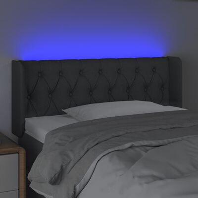 vidaXL Čelo postele s LED tmavosivé 103x16x78/88 cm látka
