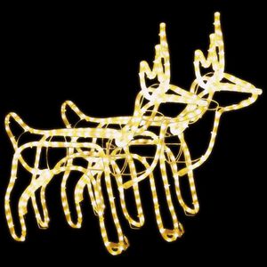 vidaXL Siluety vianočných sobov 2 ks teplé biele 60x30x60 cm