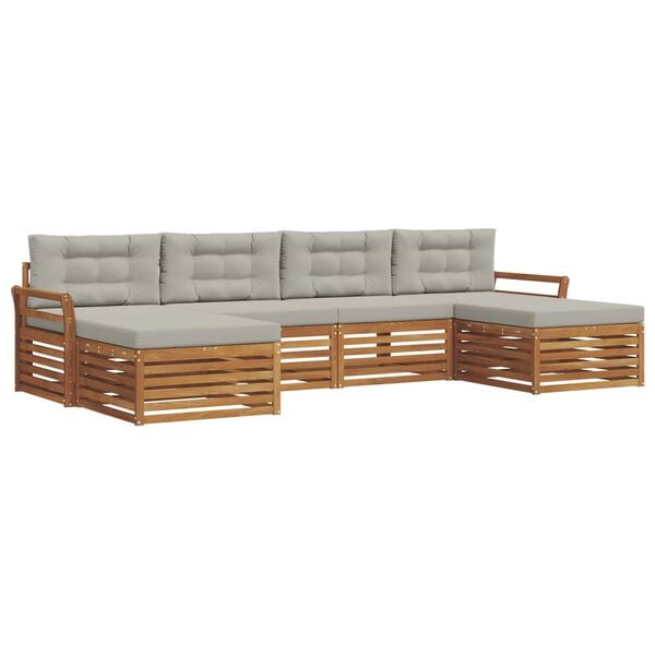 vidaXL S&uacute;pravy pohoviek s vank&uacute;&scaron;om 6 pcs Pr&iacute;rodn&aacute; a svetlosiv&aacute;