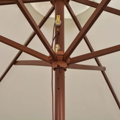 vidaXL Slnečník 270x270 cm, drevená tyč, krémovo-biely